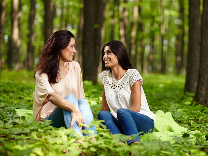 Two Women Talking in Nature