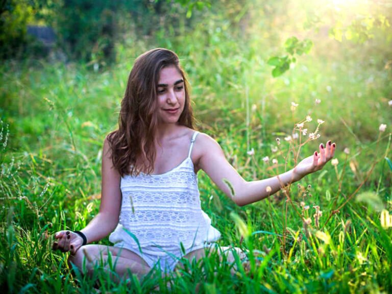 Lady Meditating in Nature